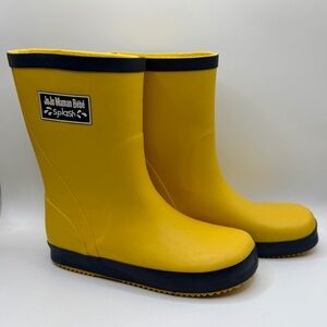 JoJo Maman Bébé | Yellow Rain Boots with Navy Trim | Kids US 12